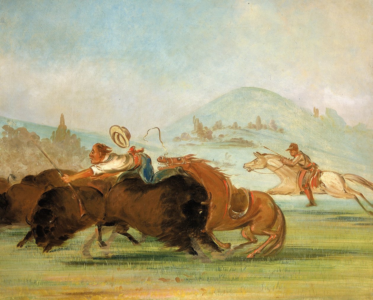 Batiste und ich jagen Büffel, Mündung des Yellowstone von George Catlin