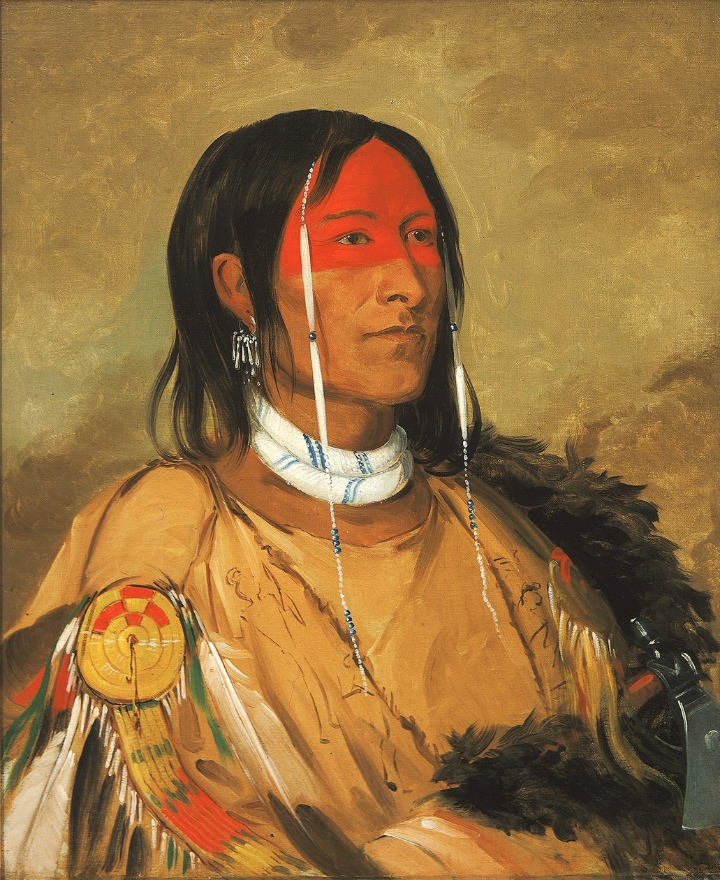 Eeh-tow-wées-ka-zeet, Der, der Augen hinter sich hat (auch bekannt als Gebrochener Arm), ein herausragender Tapferer von George Catlin
