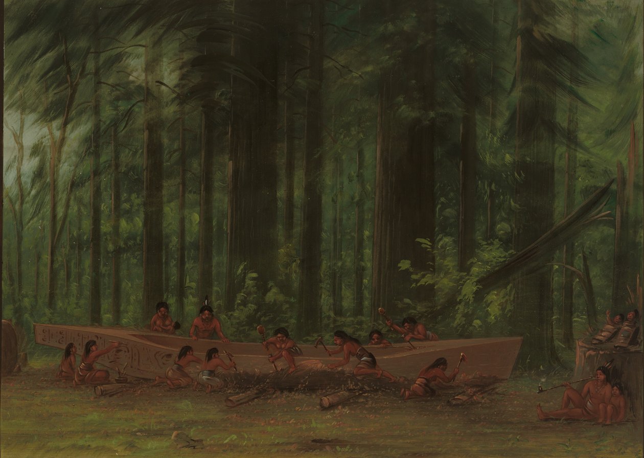 Ausgrabung eines Kanus - Nayas-Indianer von George Catlin