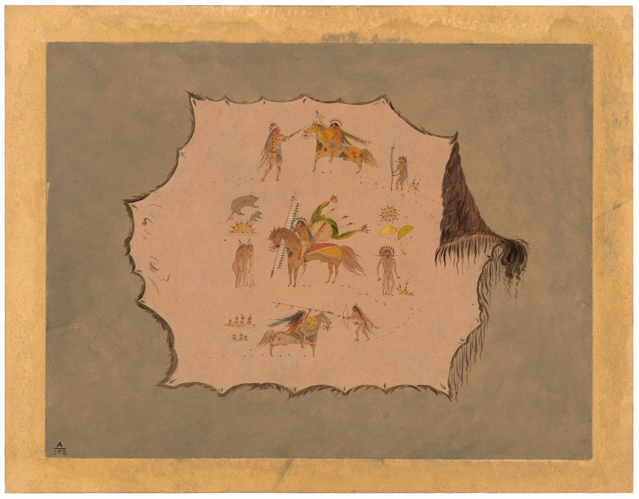 Faksimile eines Pawnee-Arztmantels mit fantastischen Berufsentwürfen von George Catlin