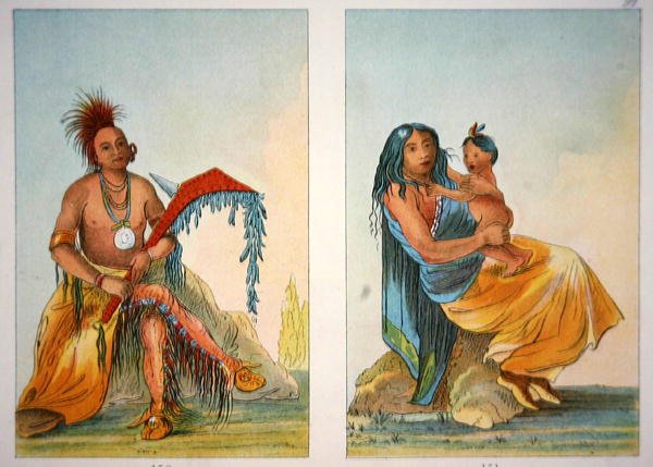 Häuptling Clermont mit seiner Frau und seinem Kind von George Catlin