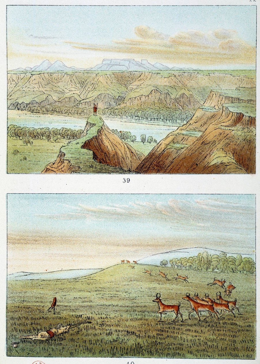 Indianer Amerikas: Antilopenjagd. Gravur von George Catlin (1794-1872) von George Catlin