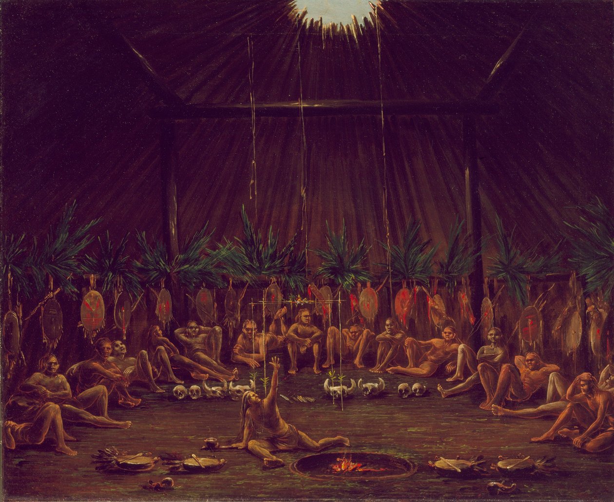 Innenansicht der Medizin-Lodge, Mandan O-kee-pa-Zeremonie von George Catlin