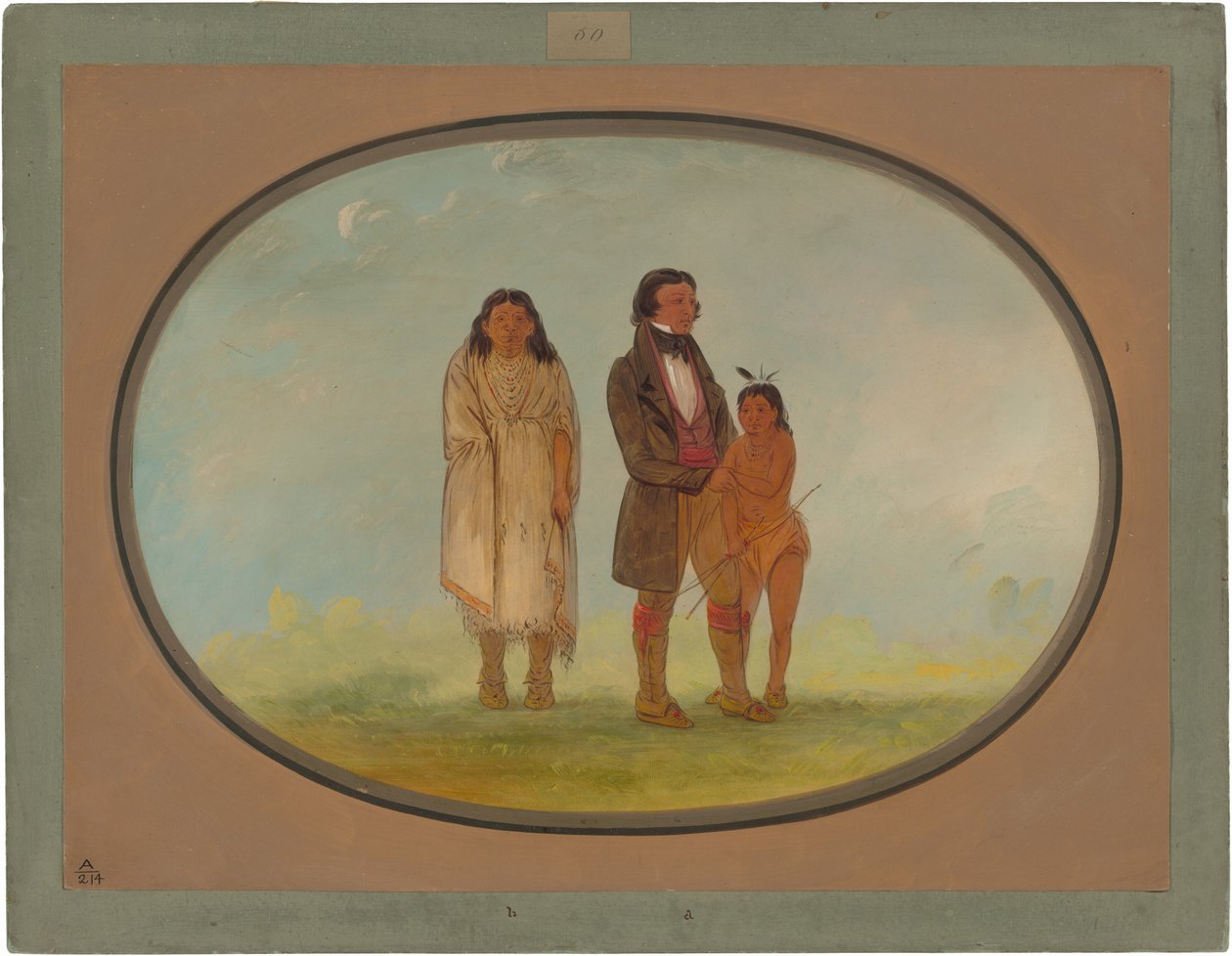 Kaskaskia-Häuptling, seine Mutter und Sohn von George Catlin