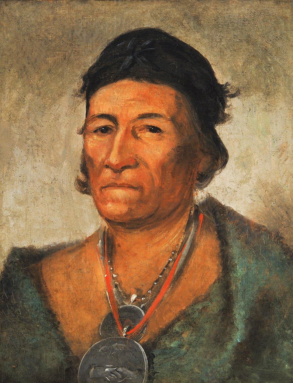 Ko-mán-i-kin, Große Welle, ein alter und angesehener Häuptling, 1831 von George Catlin