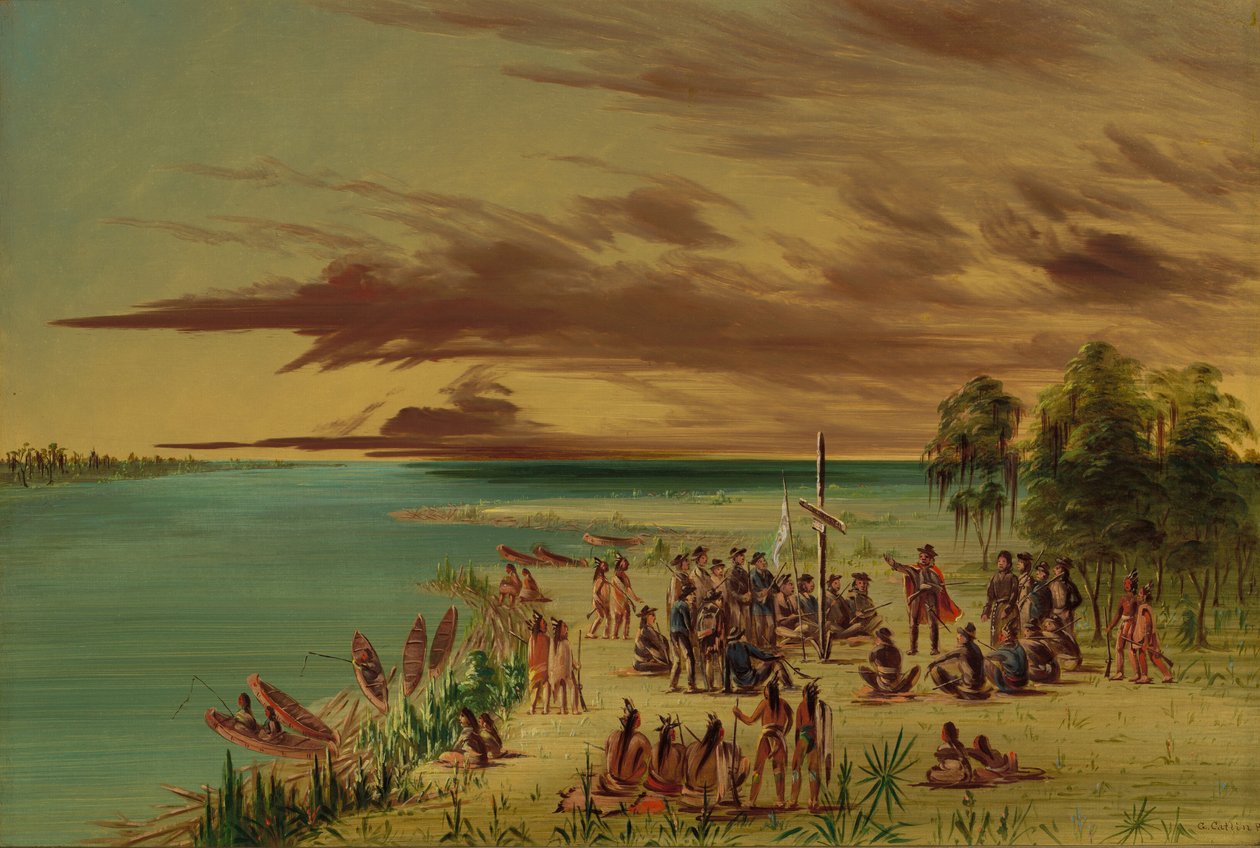 La Salle beansprucht Louisiana für Frankreich, 9. April 1682 von George Catlin