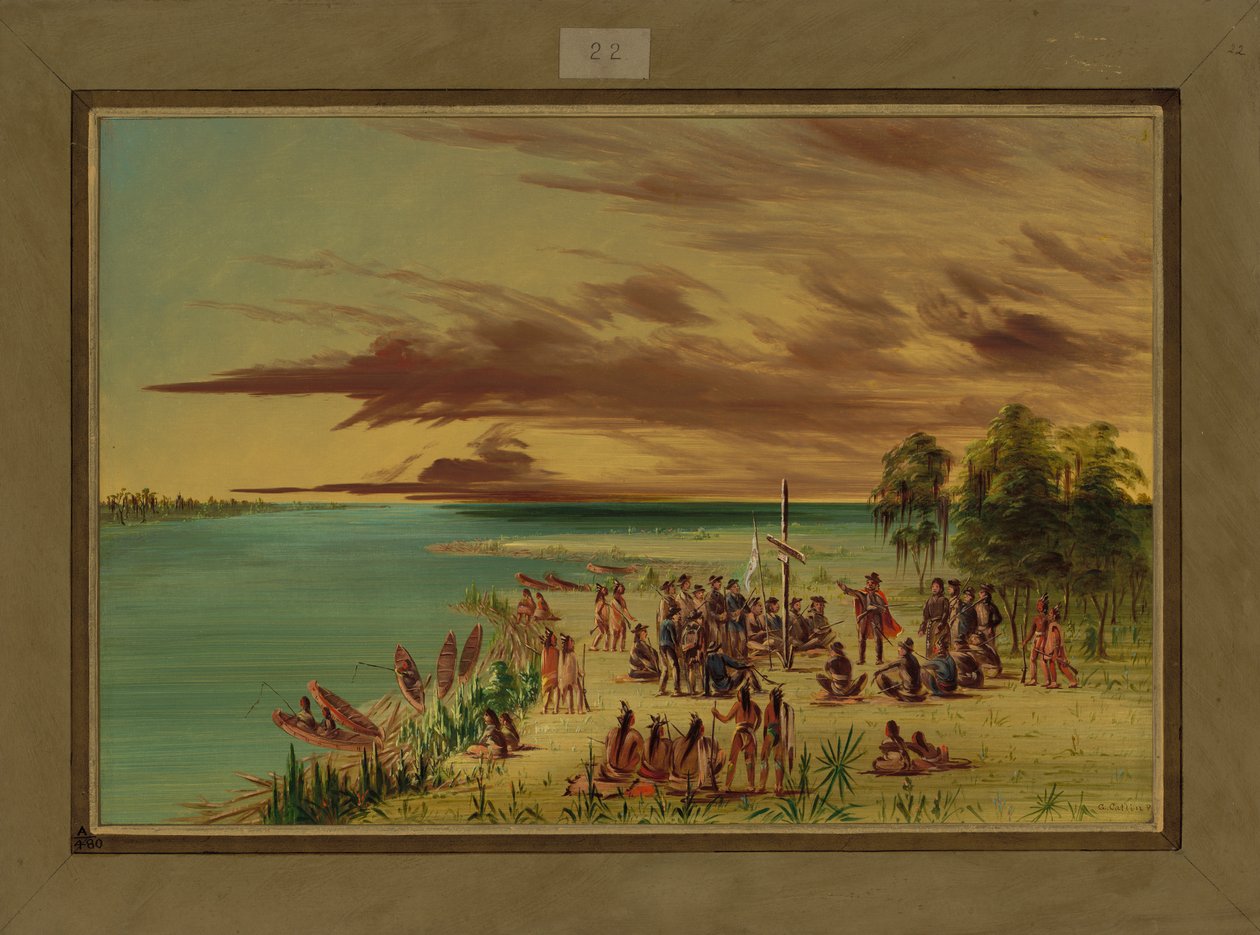 La Salle beansprucht Louisiana für Frankreich, 9. April 1682, 1847-48 von George Catlin
