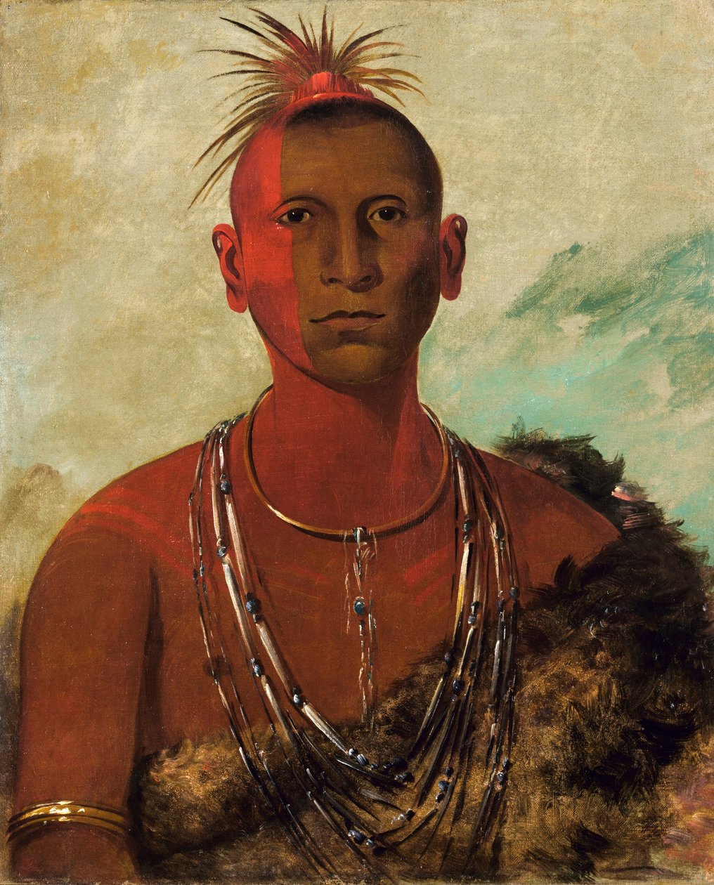 Náh-se-ús-kuk, Whirling Thunder, ältester Sohn von Black Hawk von George Catlin