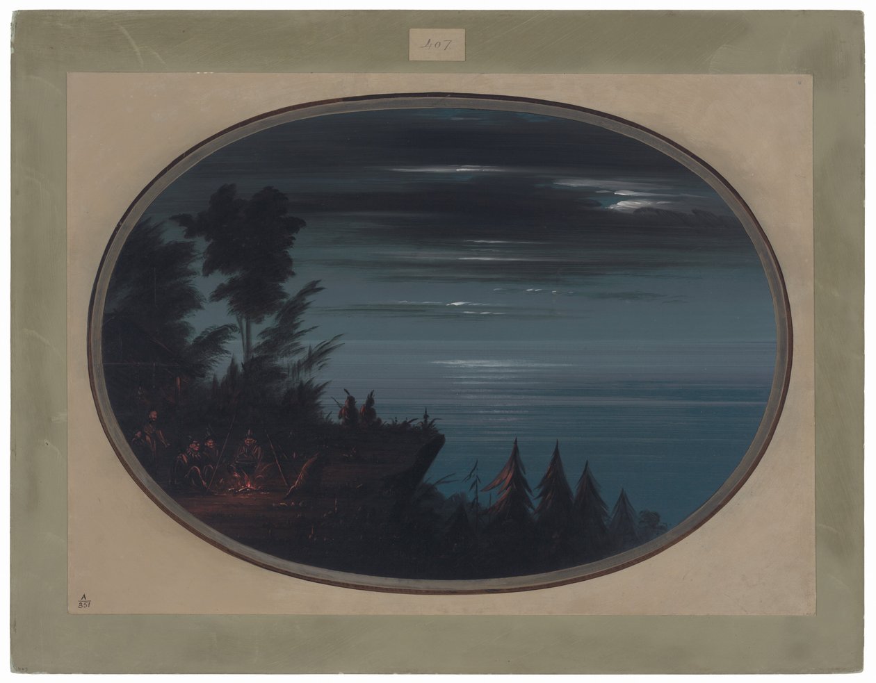 Nayas-Dorf bei Nacht von George Catlin