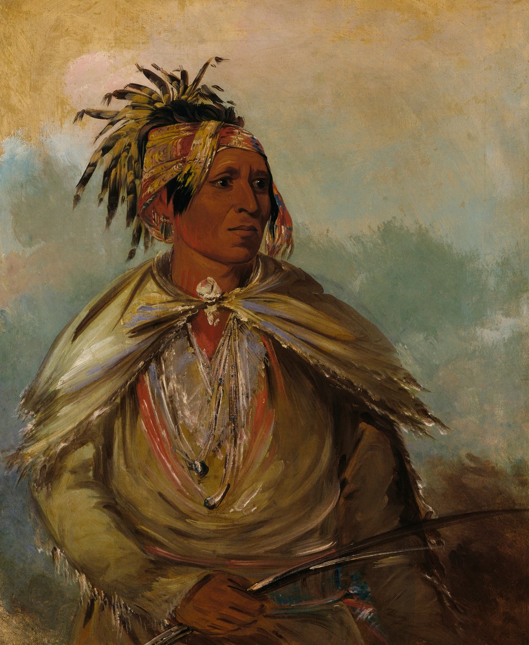 Pah-mee-ców-ee-tah, Mann, der Spuren verfolgt, ein Häuptling von George Catlin