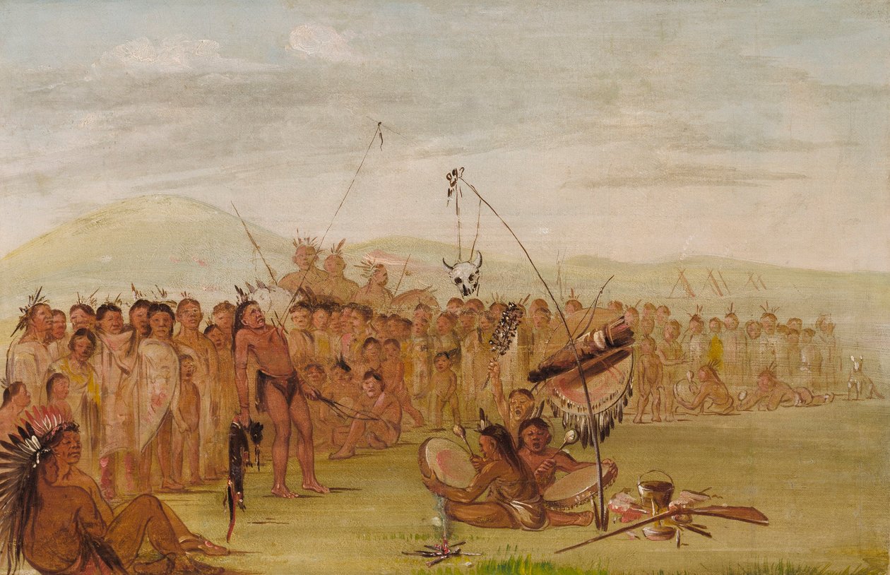 Selbstfolter in einer Sioux-Religionszeremonie von George Catlin