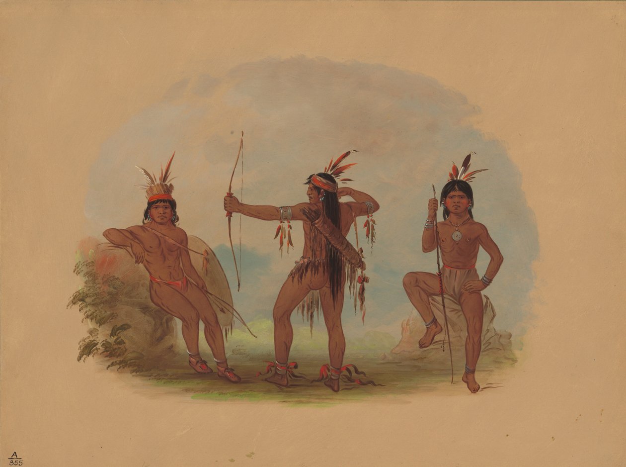 Drei Woyaway-Indianer, 1854-1869 von George Catlin