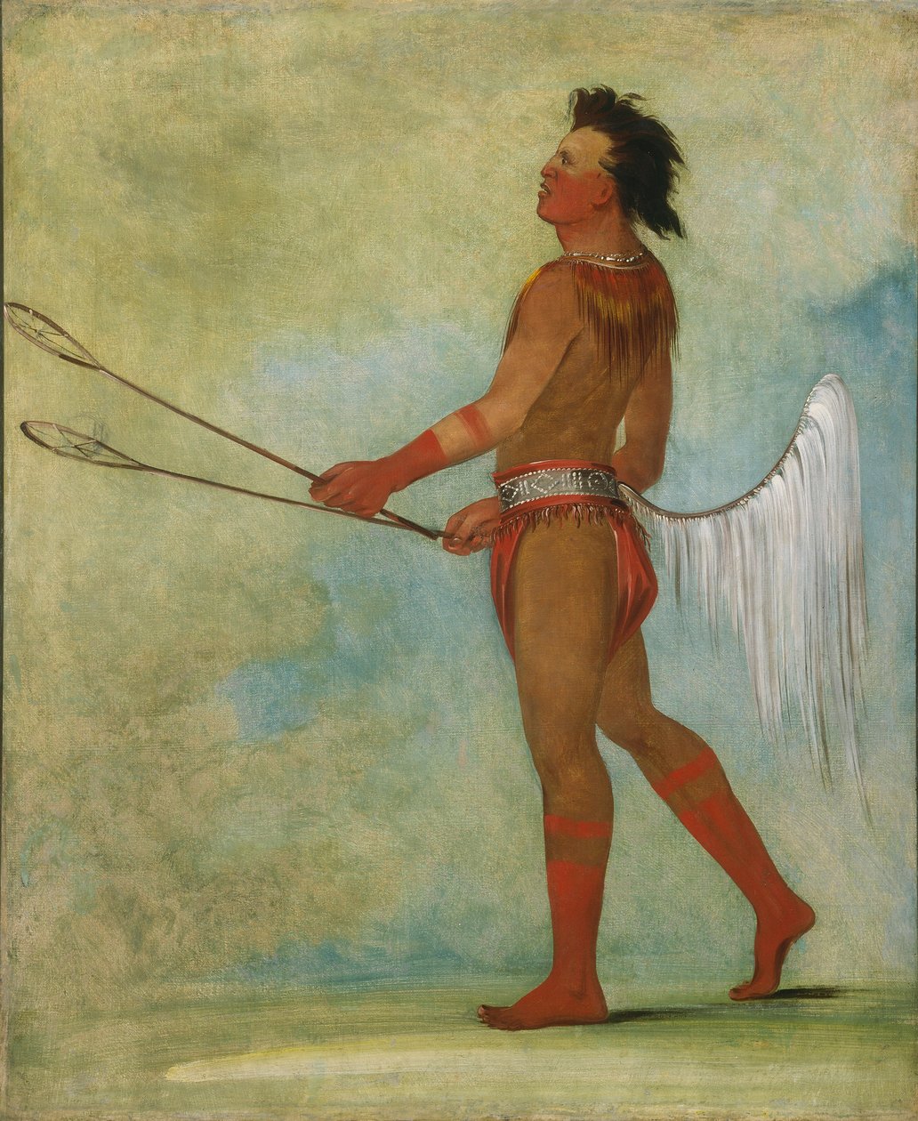 Tul-lock-chísh-ko, trinkt den Saft des Steins, im Ballspielerkleid von George Catlin