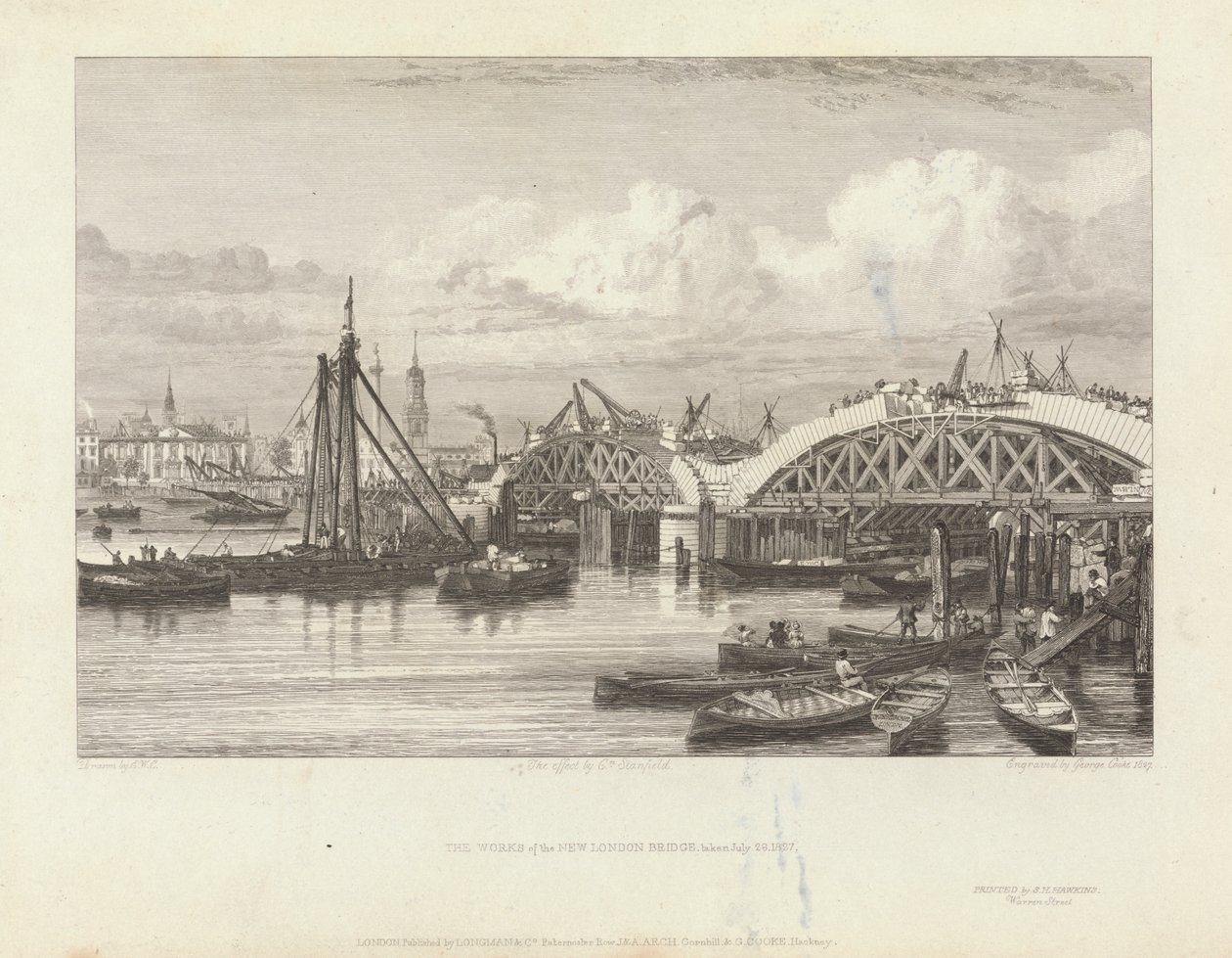 Die Arbeiten an der neuen London Bridge von George Cooke