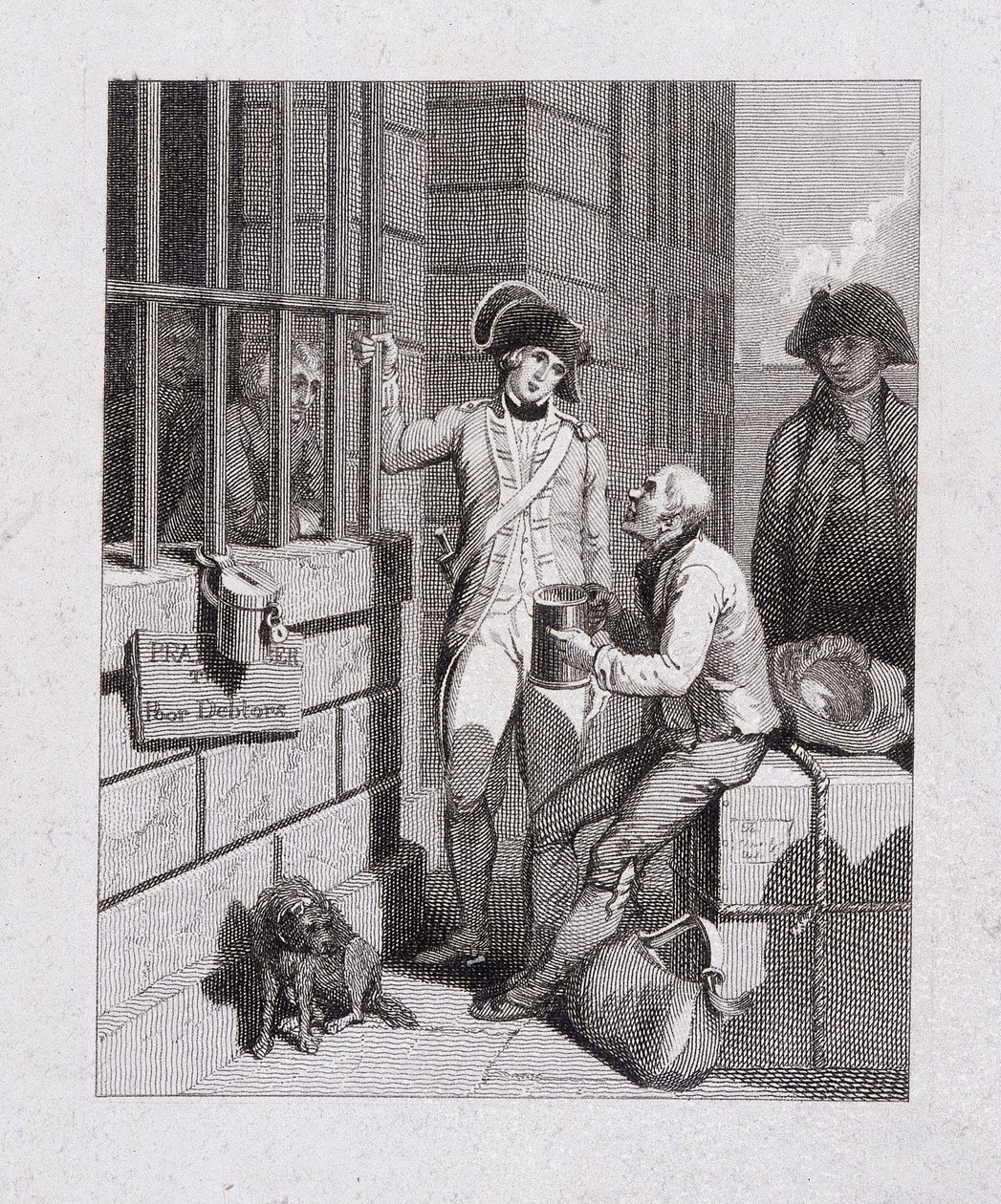 Ein Pfeifladen: Tom & Jerry besuchen Logic an Bord der Flotte, Fleet Prison, London, 1821 von George Cruikshank