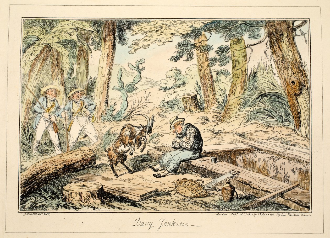 Davy Jenkins, aus Greenwich Hospital, eine Serie von Marine-Skizzen, die das Leben eines Kriegsschiffsmanns beschreiben, veröffentlicht 1826 von George Cruikshank