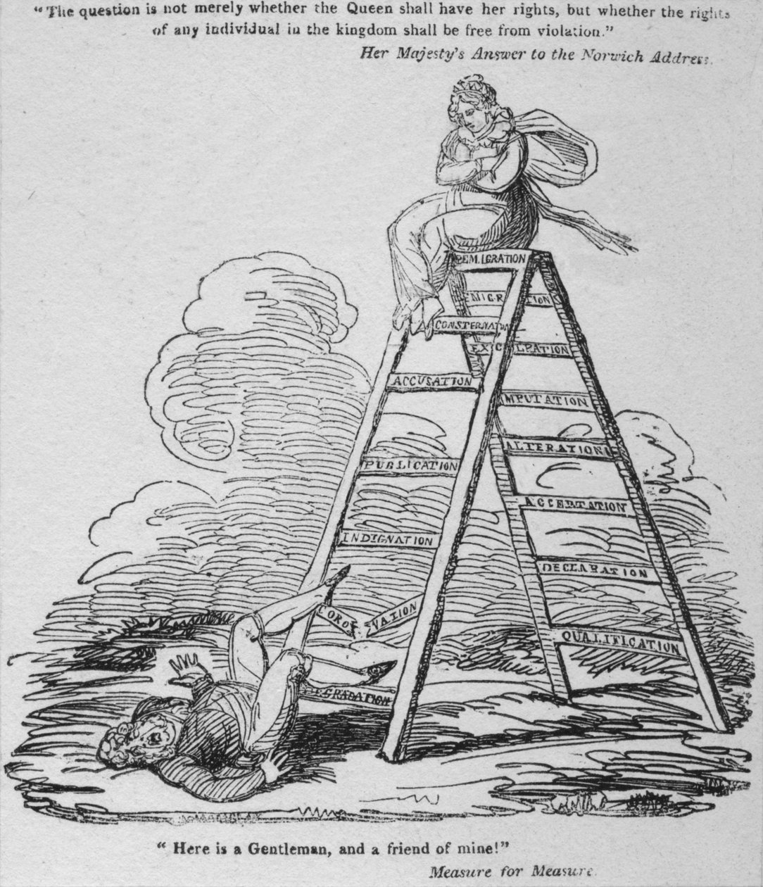 Hier ist ein Gentleman und ein Freund von mir!, ca. 1820 von George Cruikshank