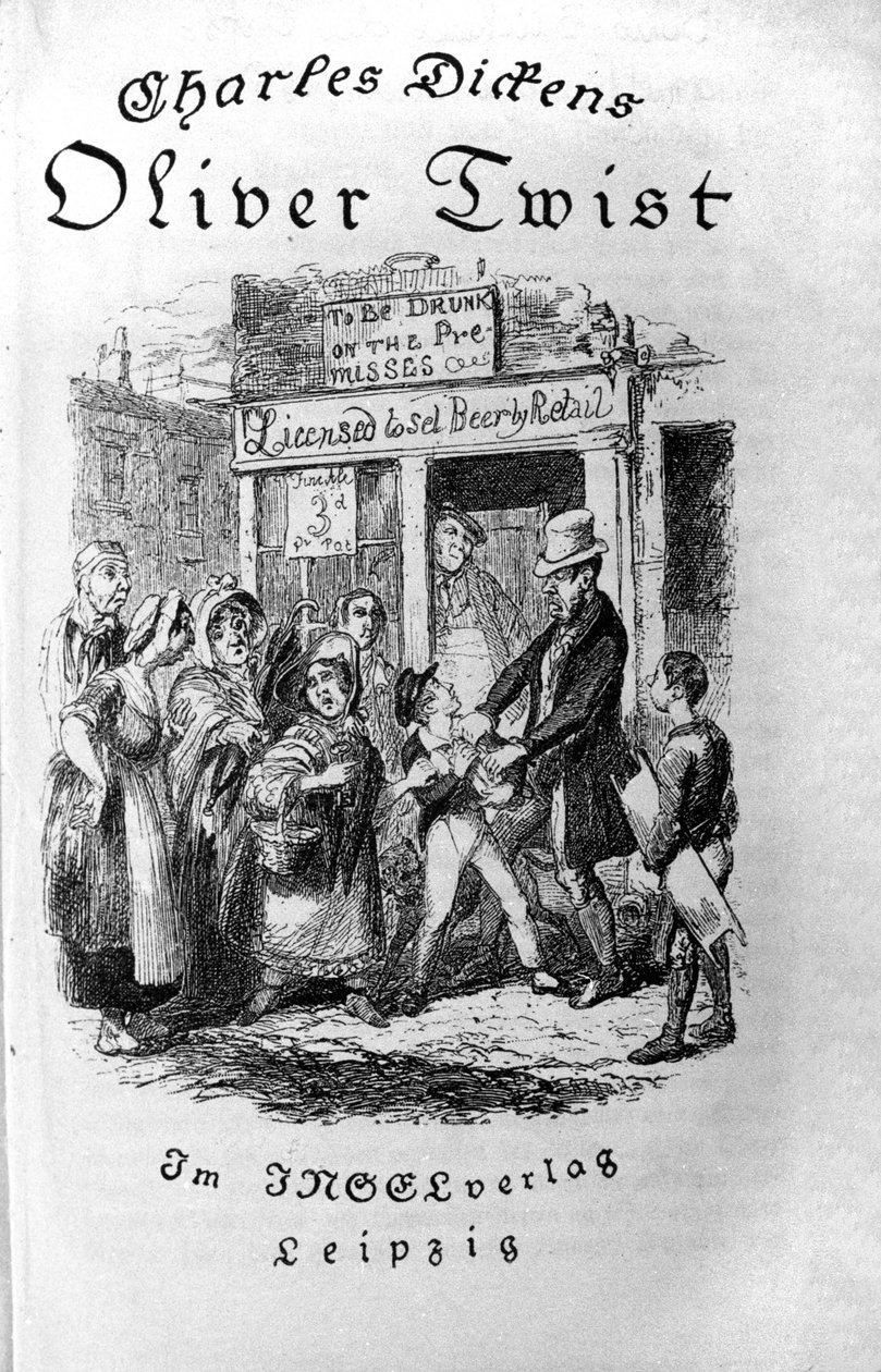 Illustration für „Oliver Twist“ (Olivier) von Charles Dickens (1812-1870), von George Cruikshank (1792-1878) von George Cruikshank