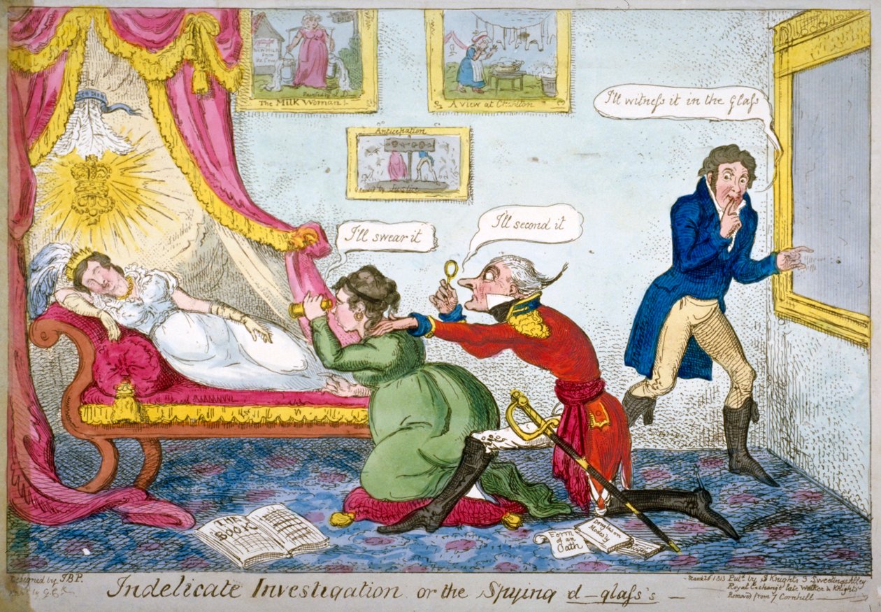Indelicate Investigation or the Spying D-glass, 1813 von George Cruikshank