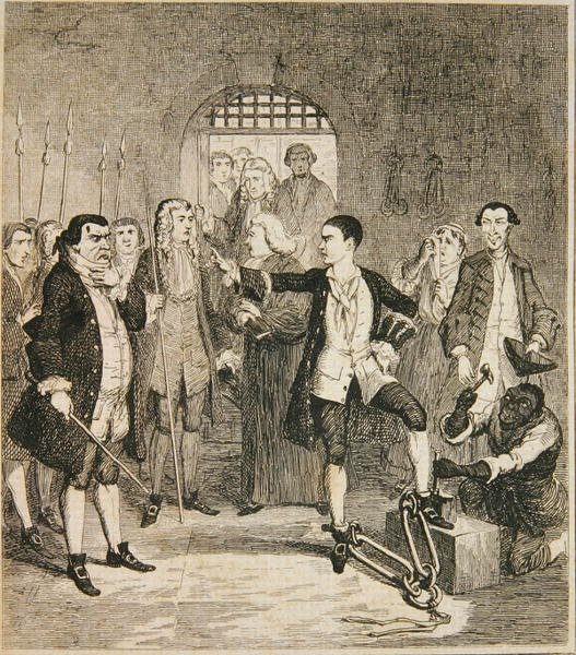 Jack Sheppards Eisen abgeschlagen in der Steinhalle von Newgate, Illustration aus 