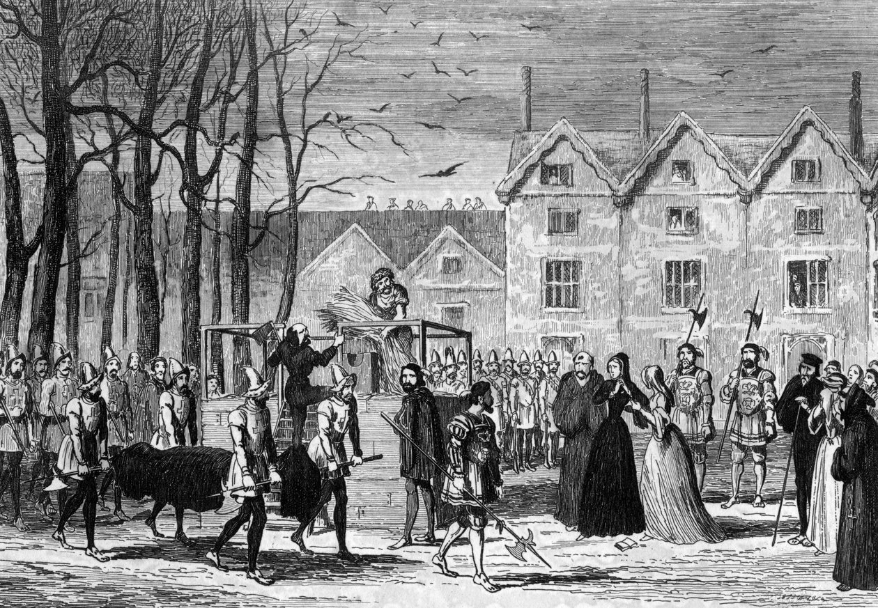 Lady Jane Grey trifft den Leichnam ihres Mannes auf dem Weg zum Schafott, 1554, 1840 von George Cruikshank