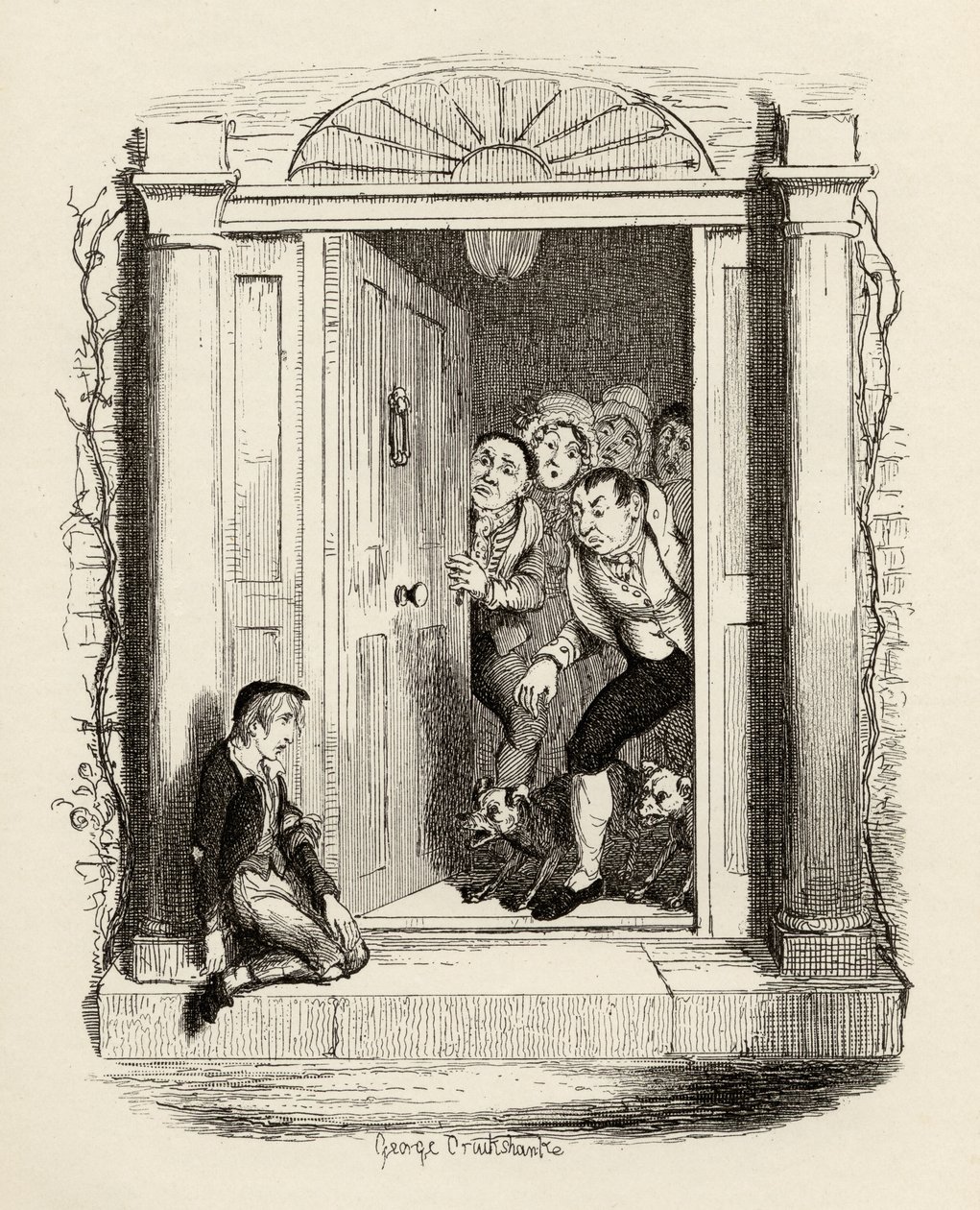 Oliver Twist an Mrs. Maylies Tür, aus 