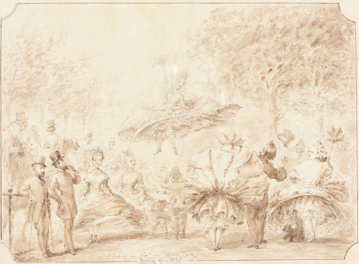 "Spazierengehen" im Hyde Park (verso) von George Cruikshank
