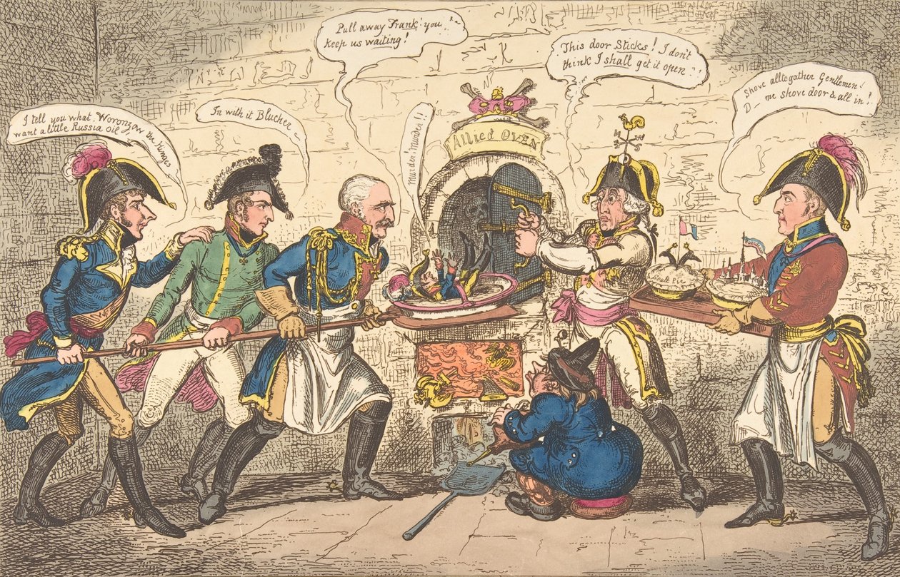Die Alliierten Bäcker oder die Korsische Kröte im Loch, 1. April 1814 von George Cruikshank