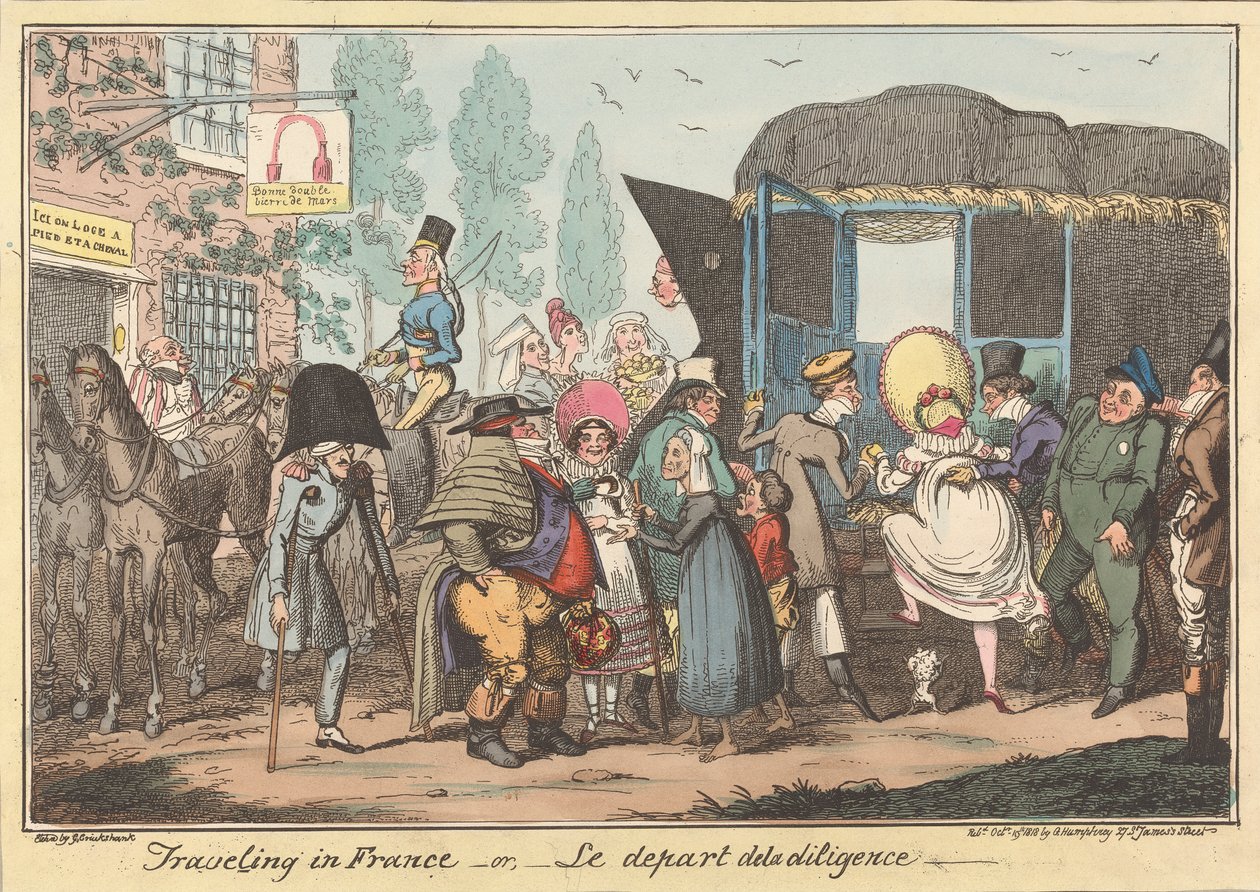 Reisen in Frankreich - oder - Le départ de la diligence von George Cruikshank
