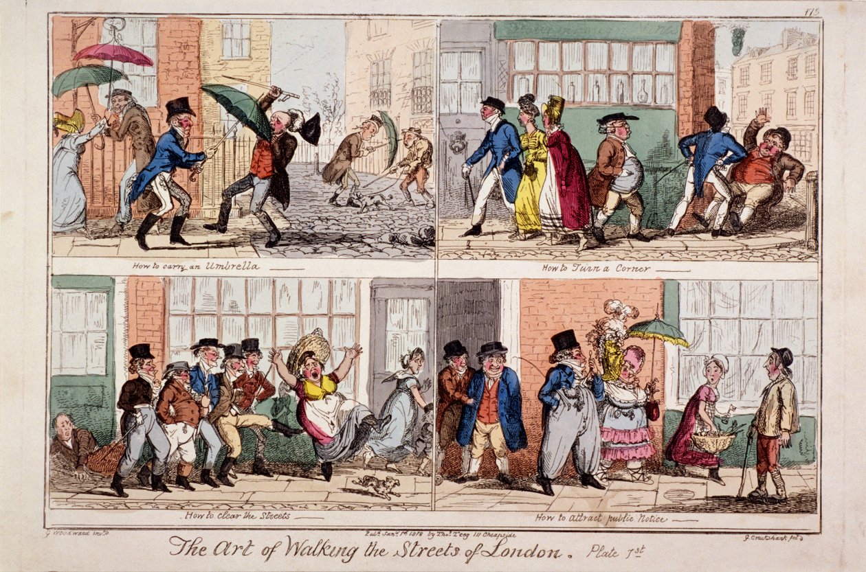 Durch die Straßen von London gehen, 1818 von George Cruikshank