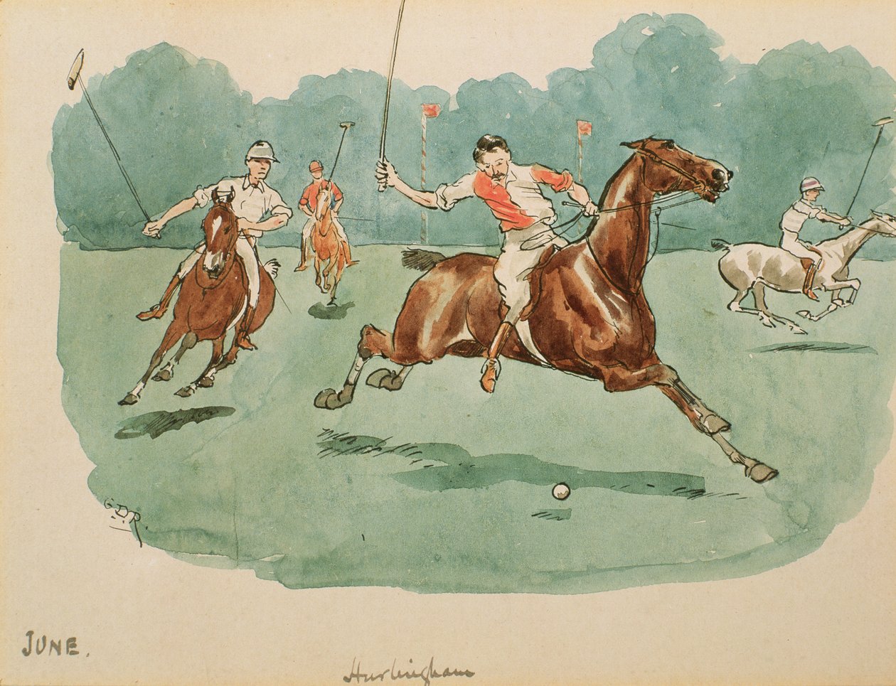 Der Monat Juni: Polo von George Derville Rowlandson