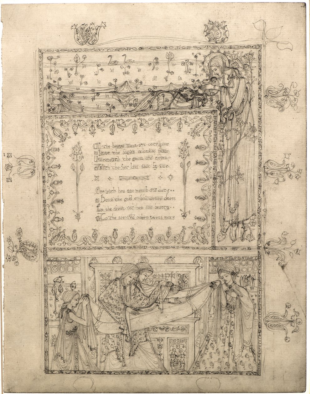 Studie für eine Illumination für "Ein Traum eines gesegneten Geistes" von George Dutch Davidson