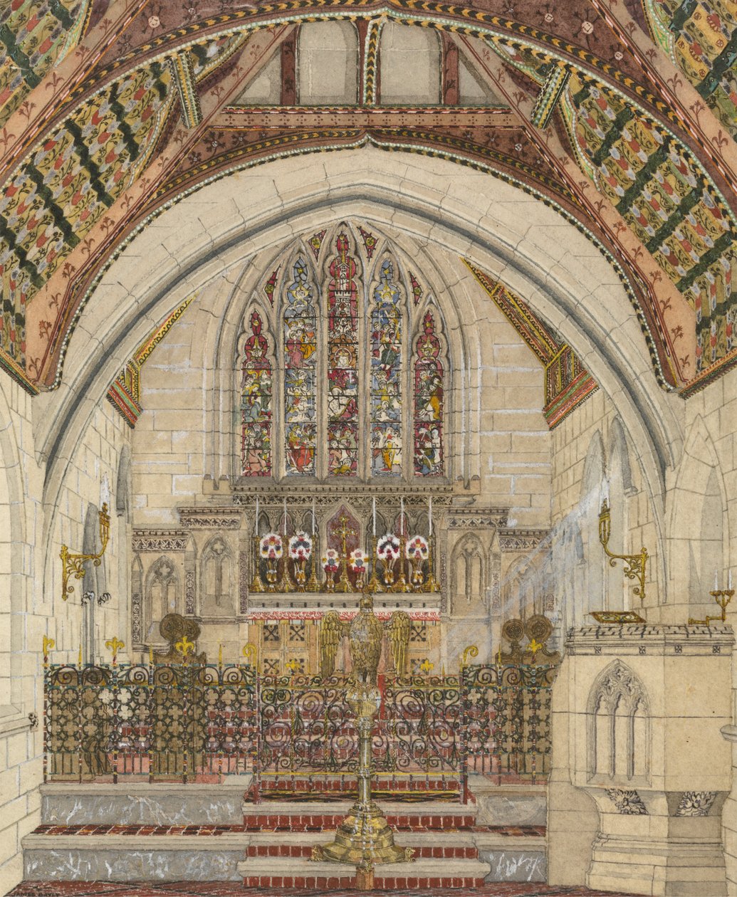 Entwurf für polychrome Dekoration einer Kirche von George Edmund Street