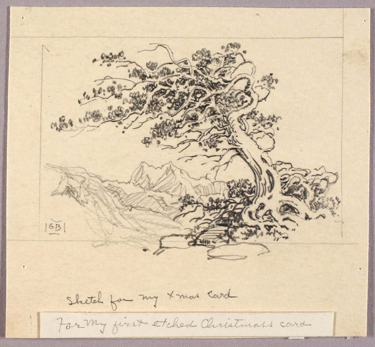 Skizze für Weihnachtskarte (Windswept Pine [Nr. 1]) von George Elbert Burr