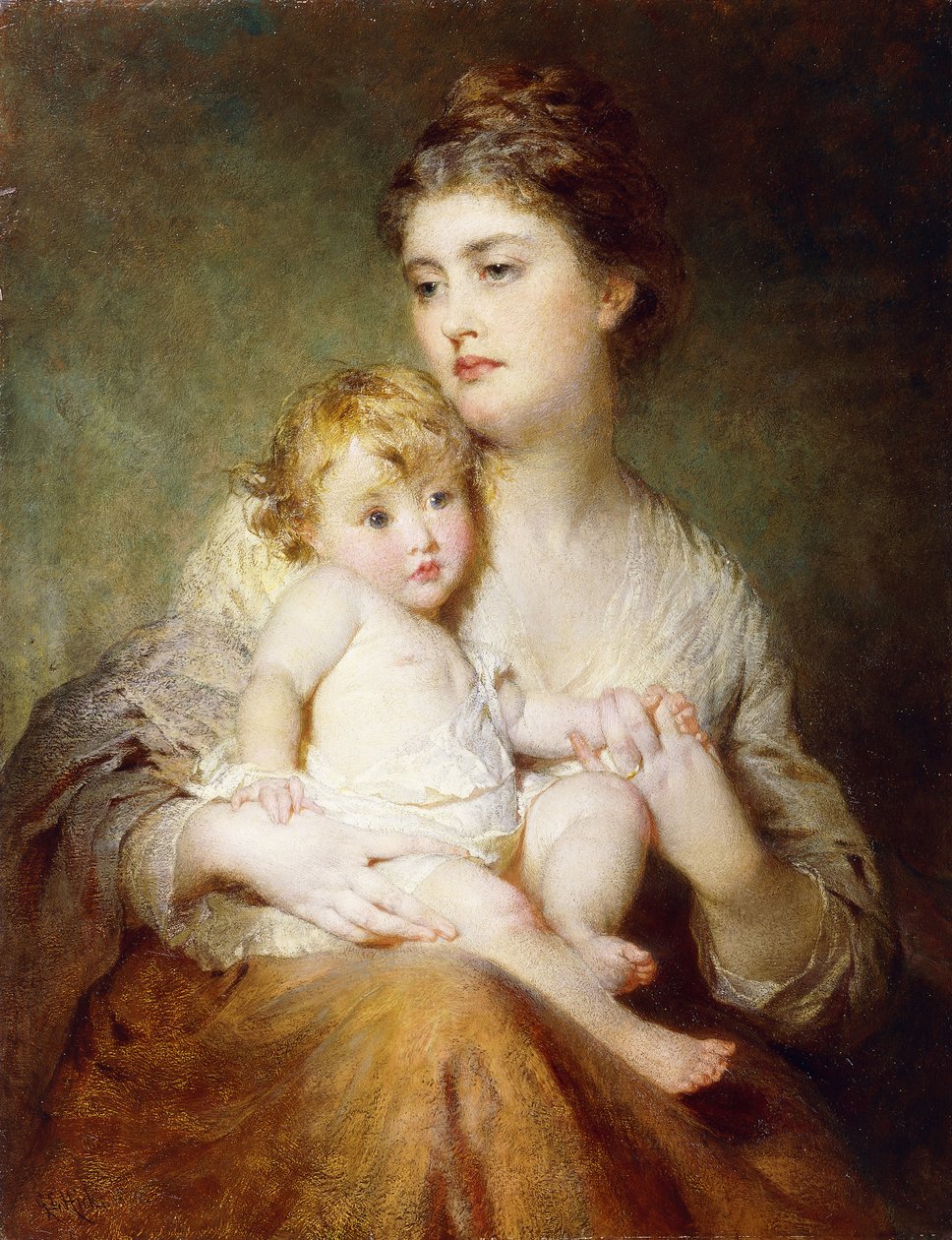 Porträt der Herzogin von St. Albans mit ihrem Sohn von George Elgar Hicks