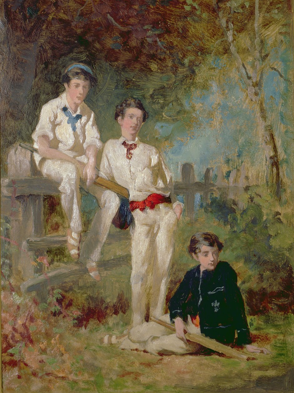Drei junge Cricketspieler, ca. 1883 von George Elgar Hicks