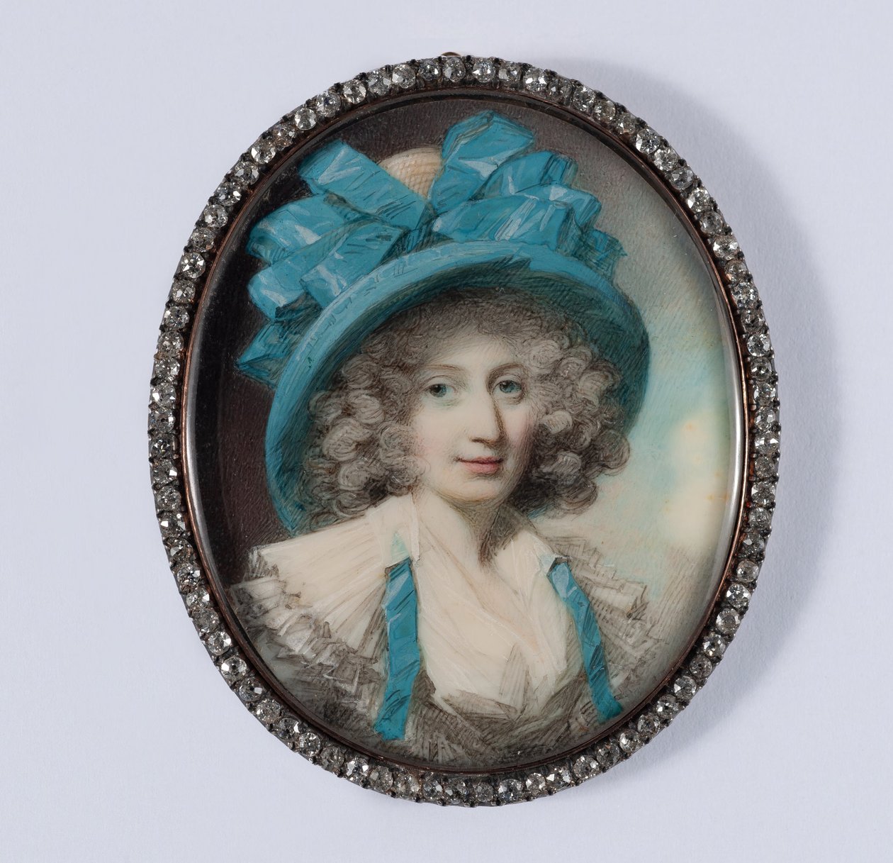 Porträt einer Dame, traditionell identifiziert als Miss Bedingfield von George Engleheart