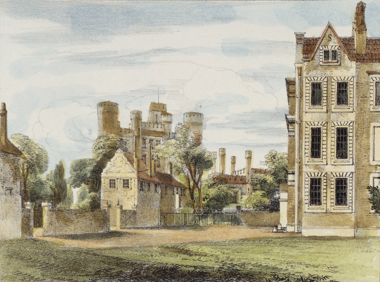 Neuer Palast, aus dem Garten der Königin, Tafel 4 aus Kew Gardens: Eine Serie von vierundzwanzig Zeichnungen auf Stein, graviert von Charles Hullmandel (1789-1850), veröffentlicht 1820 von George Ernest after Papendiek