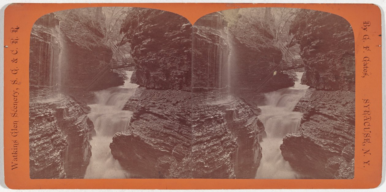 Watkins Glen Landschaft, Regenbogenfälle und dreifache Kaskaden von George F. Gates