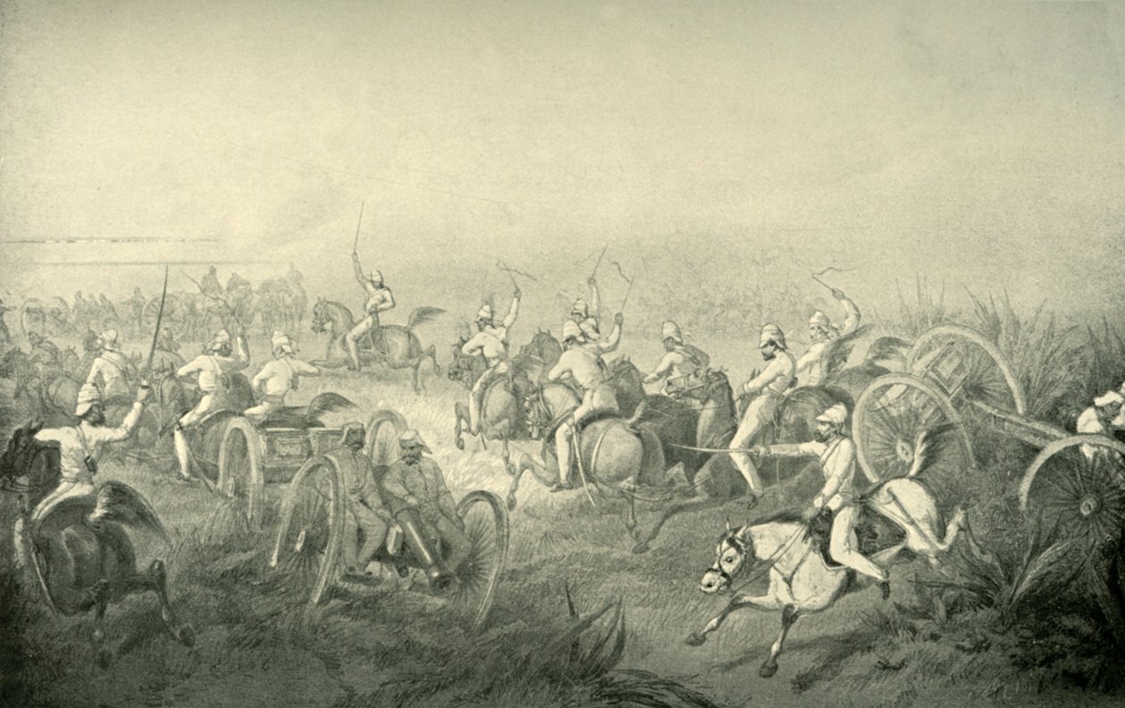 Indische Pferdeartillerie im Galopp, 1850er Jahre, 1901 von George Francklin Atkinson