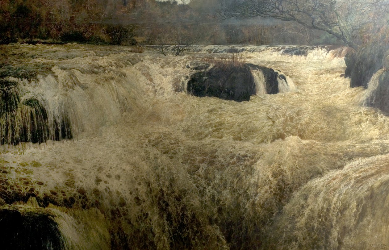 Lachssprung, Cenarth-Fälle, Cardiganshire, Wales, 1878 von George Frank Miles