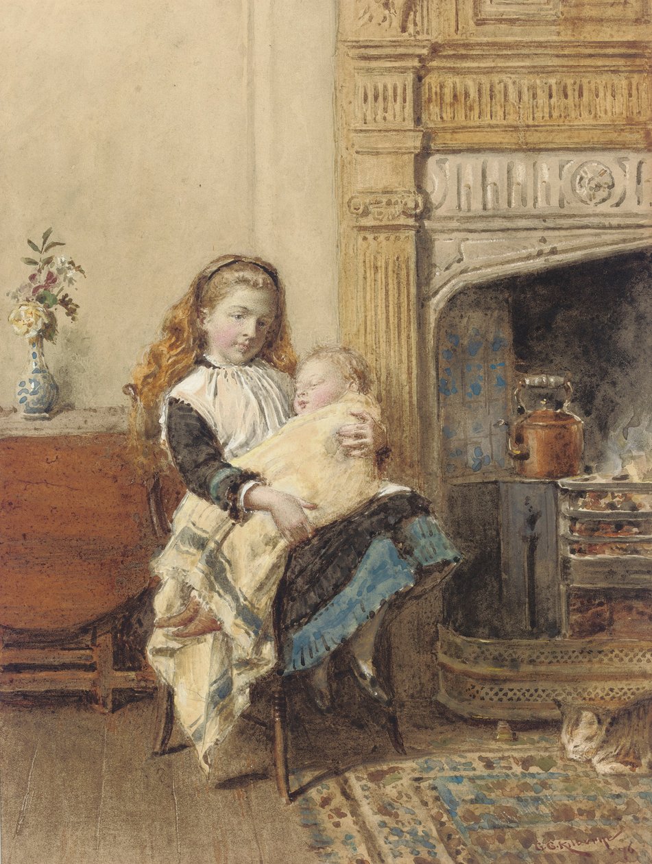 Baby hüten, 1896 von George Goodwin Kilburne
