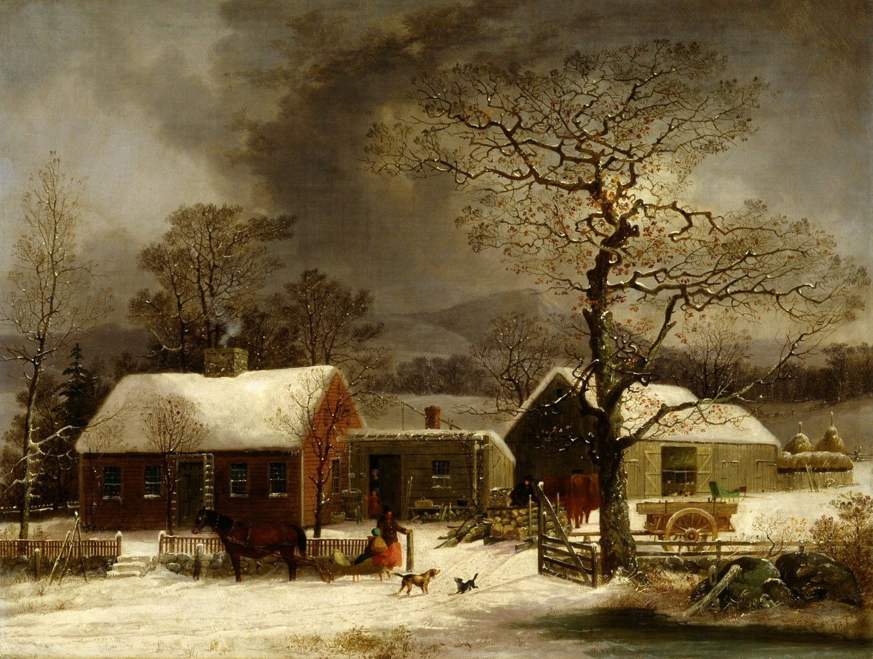 Winterszene in New Haven, Connecticut von George Henry Durrie