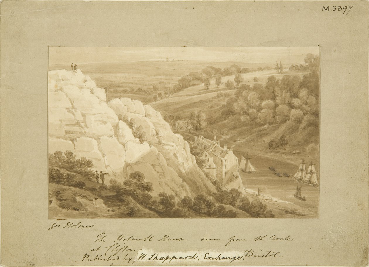 Hotwell House von den Clifton Rocks, ca. 1815 von George Holmes