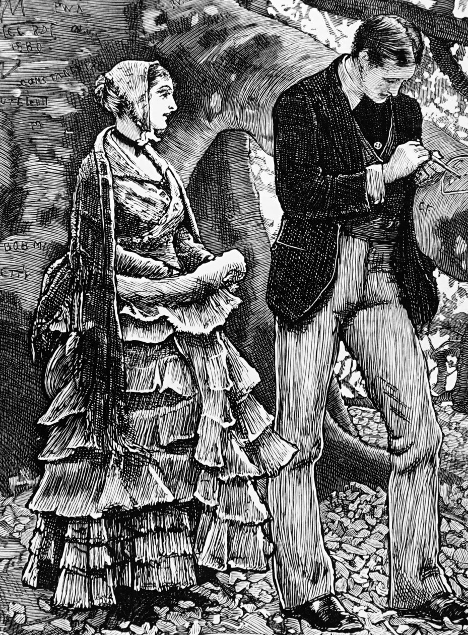 Illustration einer Frau, die einen Heiratsantrag ablehnt von George Housman Thomas