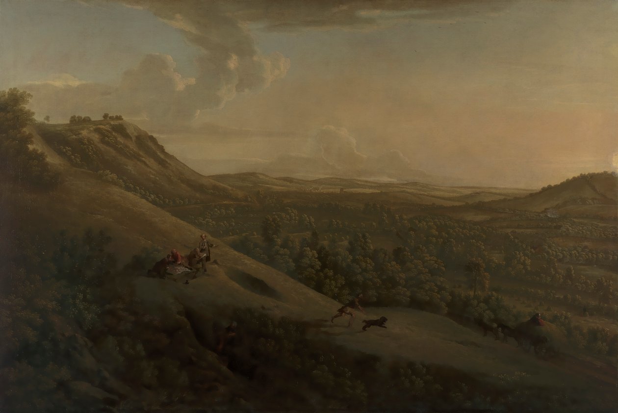 Box Hill, Surrey, mit Dorking in der Ferne von George Lambert