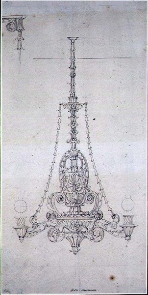 Entwurf für einen Kronleuchter von George Maddox