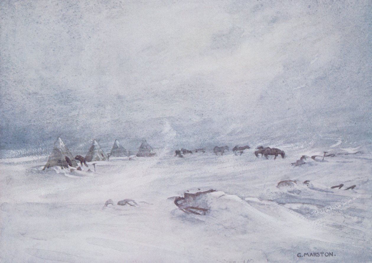 Ein Schneesturm an der Barriere, Illustration aus 