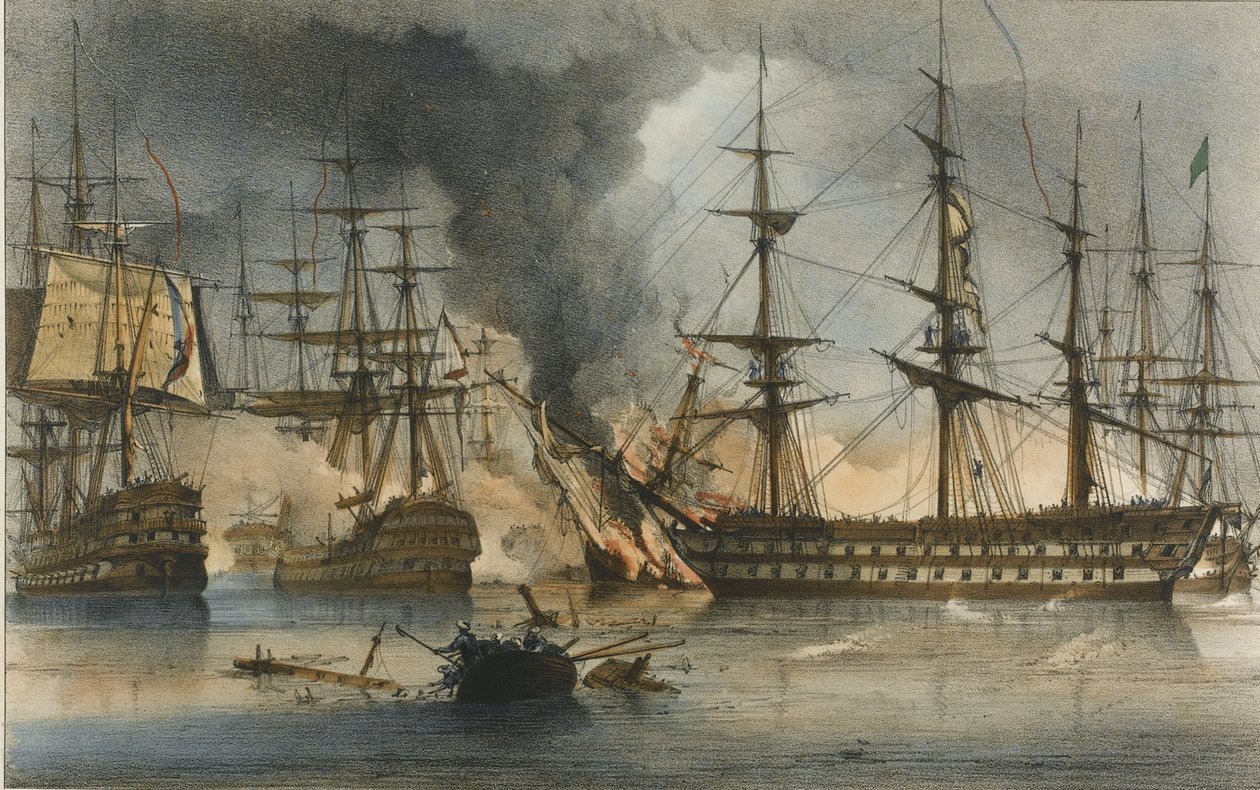 Die Seeschlacht von Navarino am 20. Oktober 1827 von George Philip Reinagle