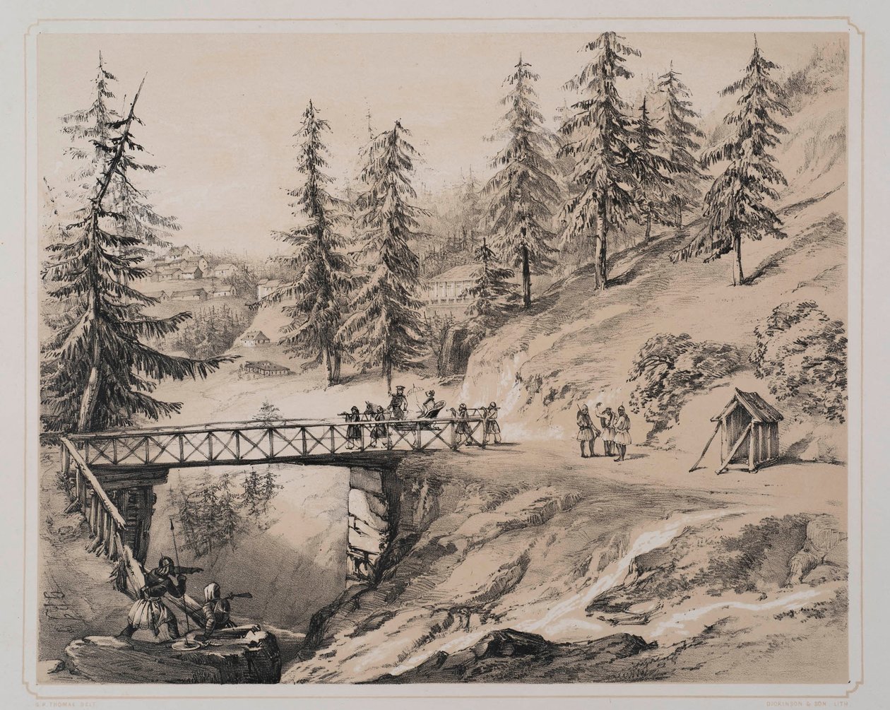 Combermere-Brücke, Abbeville, und Barretts Pension, 1846 von George Powell Thomas